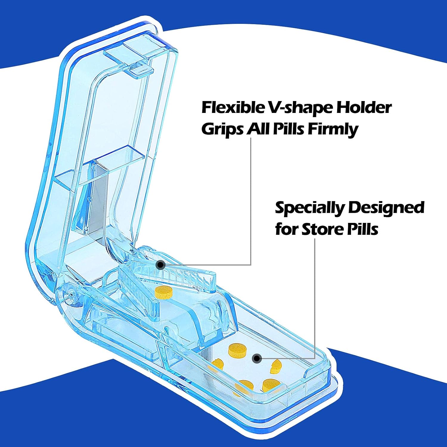 Pill Cutter Portable Medicine Holder with Stainless Steel Blade