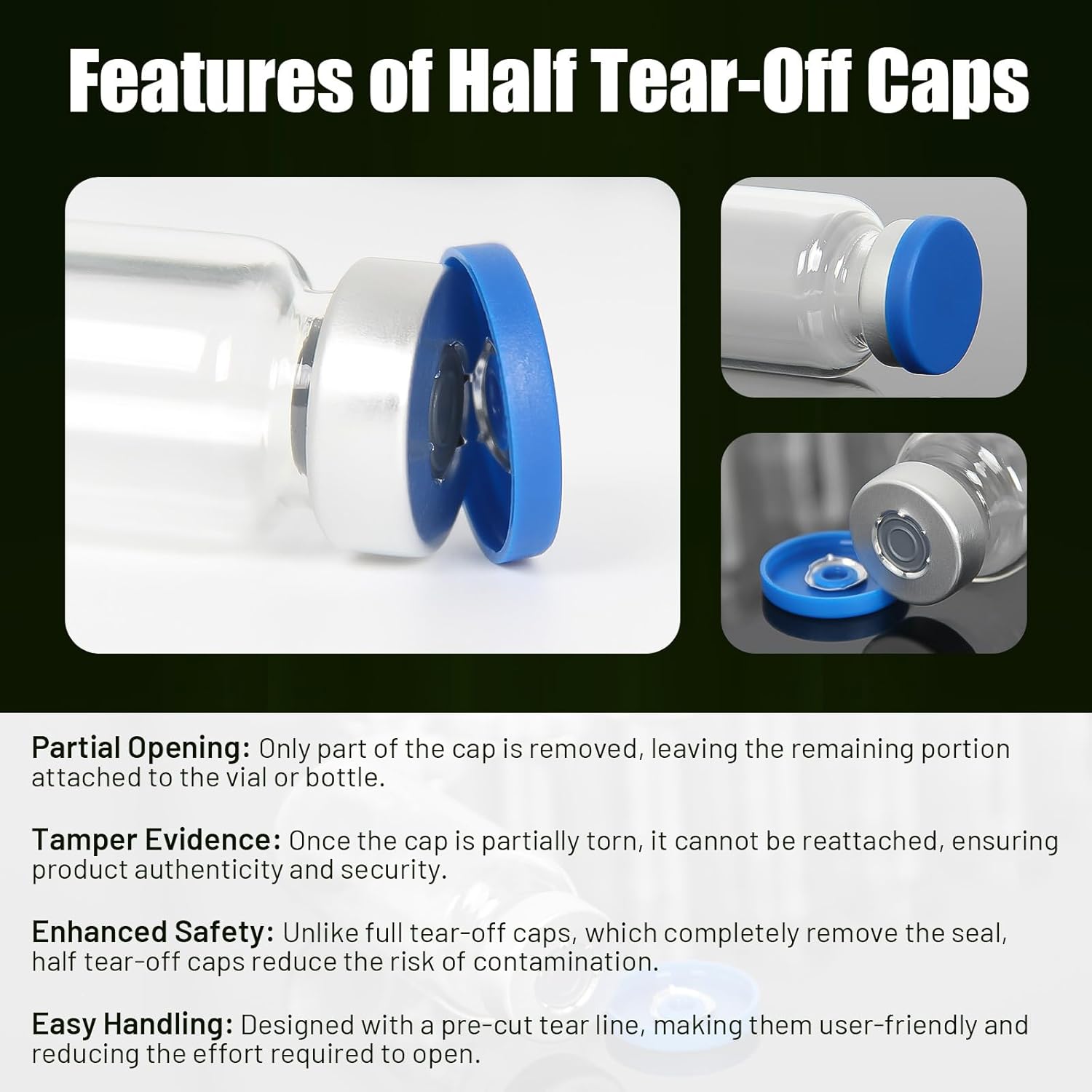 20ml Clear Glass Vials with Plastic-Aluminum Flip Caps and Rubber Injection Stoppers